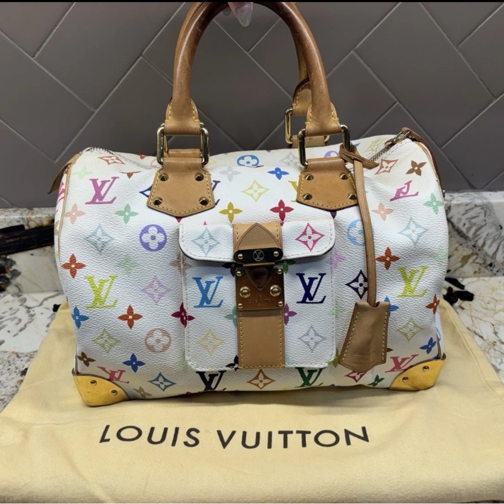 SOLD ! Louis Vuitton Vintage Takashi Murakami White Multicolor Speedy 30